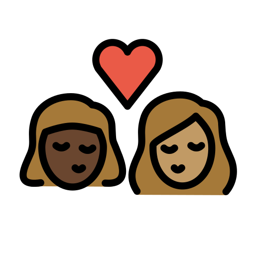 Kiss: Woman, Woman, Dark Skin Tone, Medium Skin Tone, the design in this release