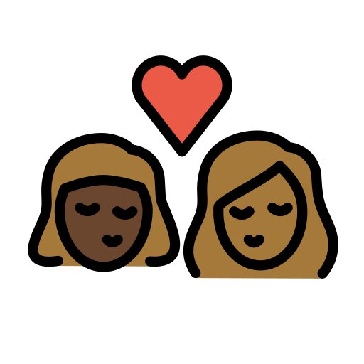 Kiss: Woman, Woman, Dark Skin Tone, Medium-Dark Skin Tone, the design in this release