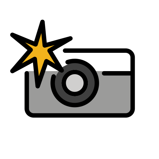 Camera with Flash as drawn by OpenMoji in 13.1