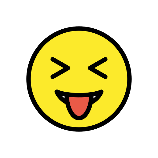 Squinting Face with Tongue as drawn by OpenMoji in 13.1