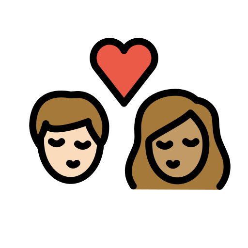 Kiss: Person, Person, Light Skin Tone, Medium Skin Tone, the design in this release