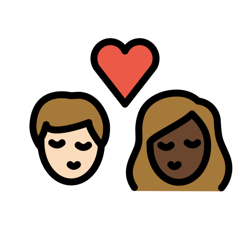 Kiss: Person, Person, Light Skin Tone, Dark Skin Tone, the design in this release
