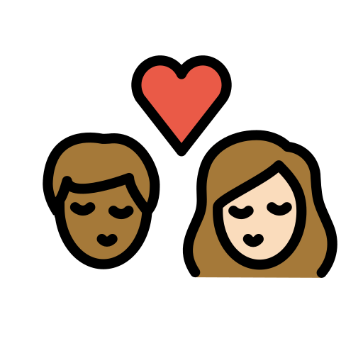 Kiss: Person, Person, Medium-Dark Skin Tone, Light Skin Tone, the design in this release
