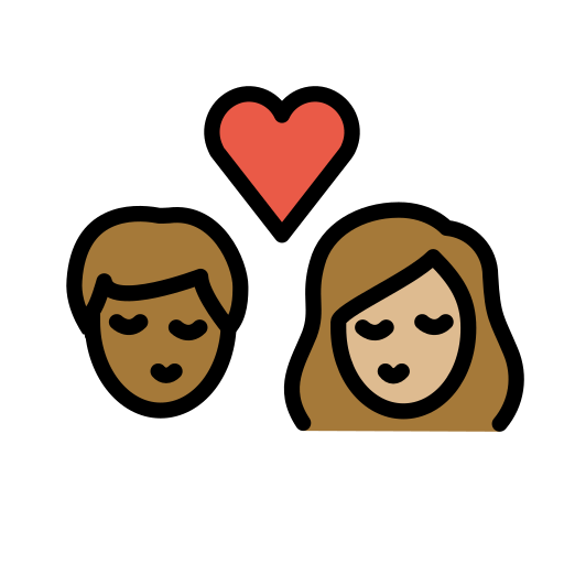 Kiss: Person, Person, Medium-Dark Skin Tone, Medium-Light Skin Tone, the design in this release