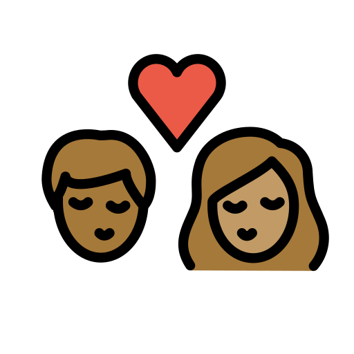 Kiss: Person, Person, Medium-Dark Skin Tone, Medium Skin Tone, the design in this release