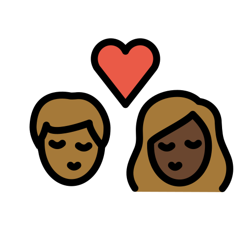 Kiss: Person, Person, Medium-Dark Skin Tone, Dark Skin Tone, the design in this release