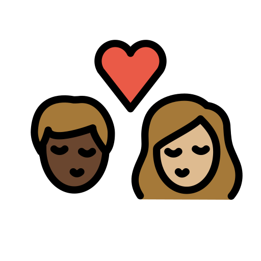 Kiss: Person, Person, Dark Skin Tone, Medium-Light Skin Tone, the design in this release
