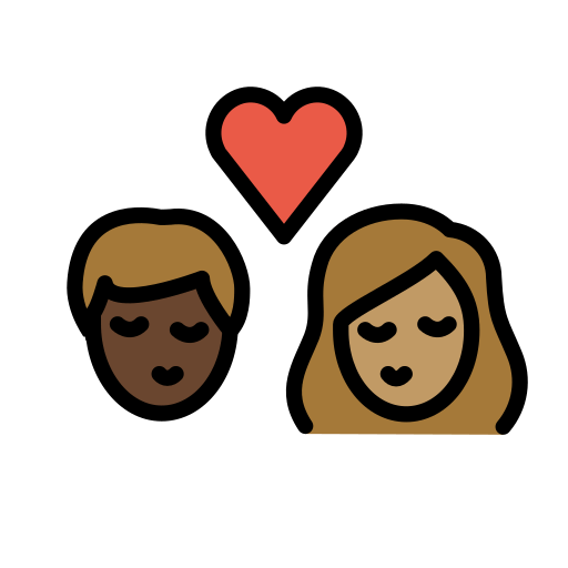 Kiss: Person, Person, Dark Skin Tone, Medium Skin Tone, the design in this release