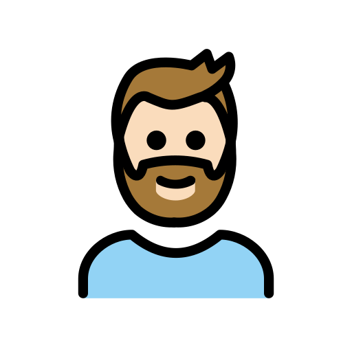 Man: Light Skin Tone, Beard, the design in this release