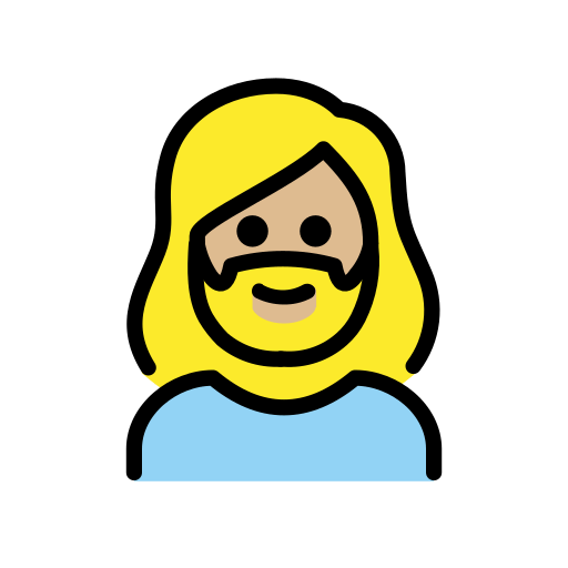 Woman: Medium-Light Skin Tone, Beard, the design in this release