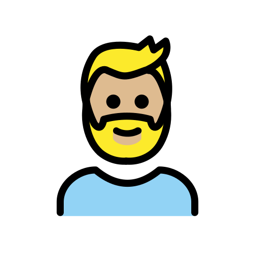 Man: Medium-Light Skin Tone, Beard, the design in this release