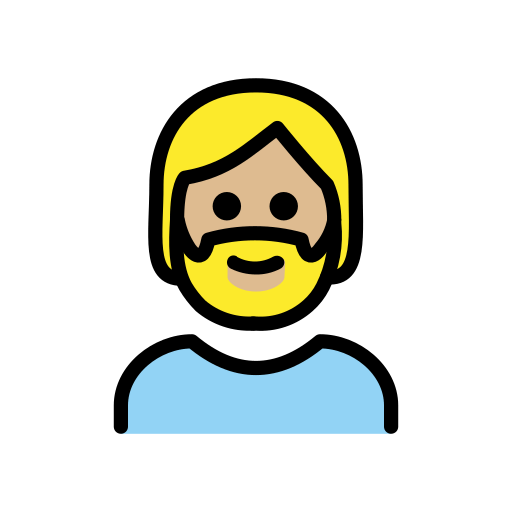 Person: Medium-Light Skin Tone, Beard, the design in this release