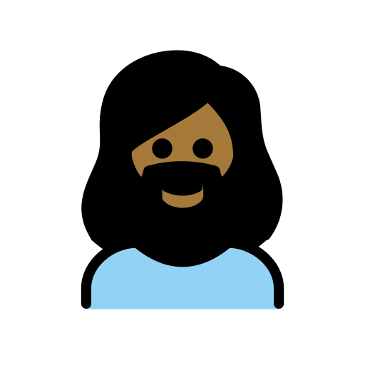 Woman: Medium-Dark Skin Tone, Beard, the design in this release