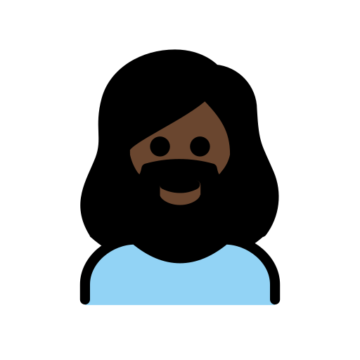 Woman: Dark Skin Tone, Beard, the design in this release