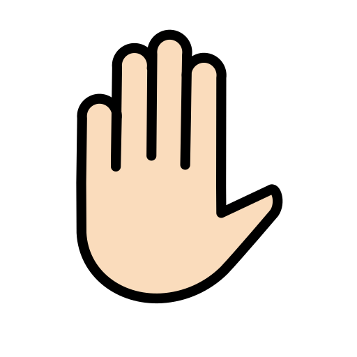 Raised Hand: Light Skin Tone as drawn by OpenMoji in 13.1