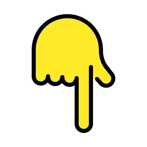 Backhand Index Pointing Down as drawn by OpenMoji in 14.0