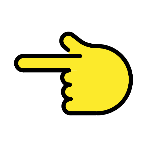 Backhand Index Pointing Left as drawn by OpenMoji in 14.0