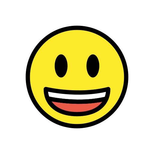 Grinning Face with Big Eyes as drawn by OpenMoji in 14.0