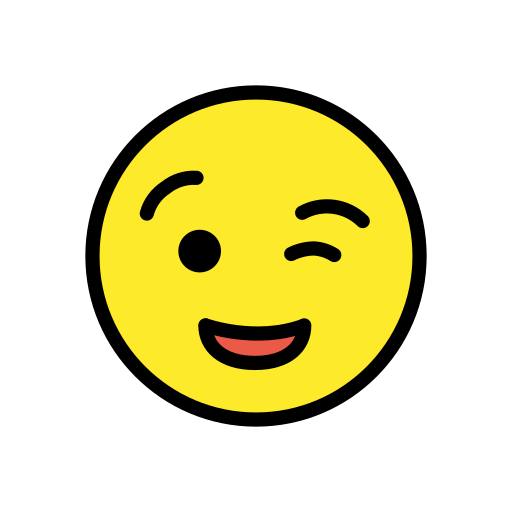Cara Guiñando El Ojo as drawn by OpenMoji in 14.0