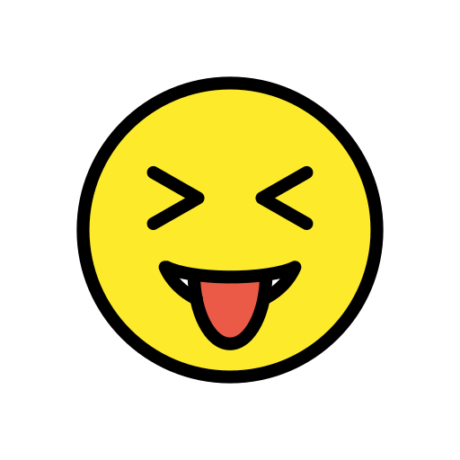Squinting Face with Tongue as drawn by OpenMoji in 14.0
