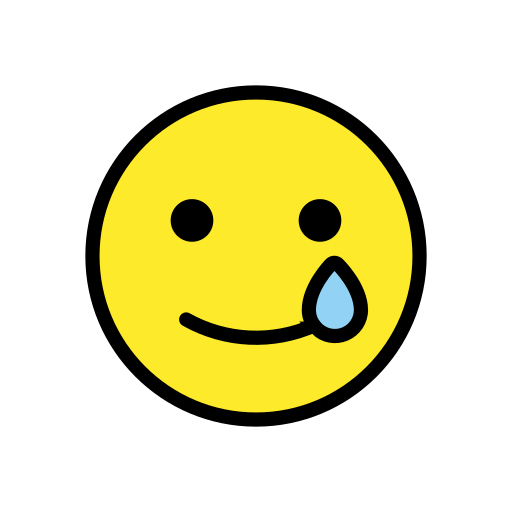Smiling Face with Tear as drawn by OpenMoji in 14.0
