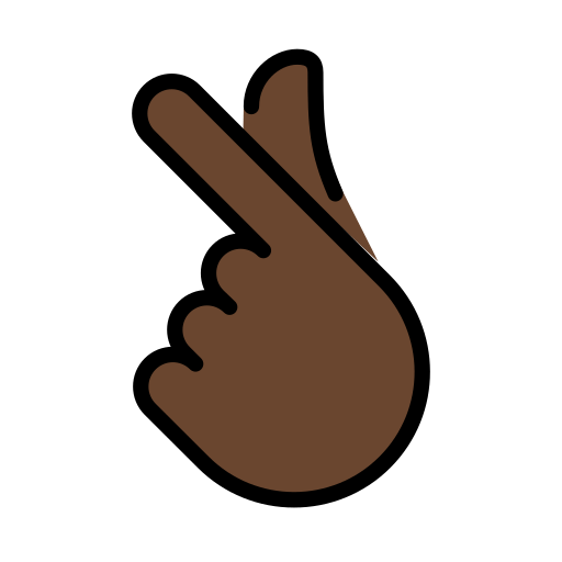 Hand with Index Finger and Thumb Crossed: Dark Skin Tone, the design in this release