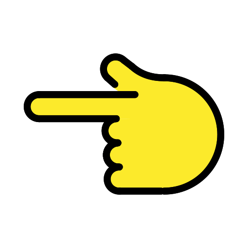 Backhand Index Pointing Left as drawn by OpenMoji in 15.0