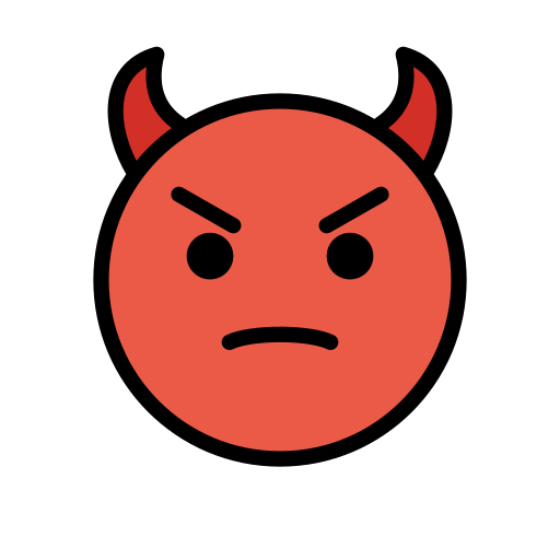 Angry Face with Horns as drawn by OpenMoji in 15.0