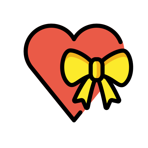 Heart with Ribbon as drawn by OpenMoji in 15.0
