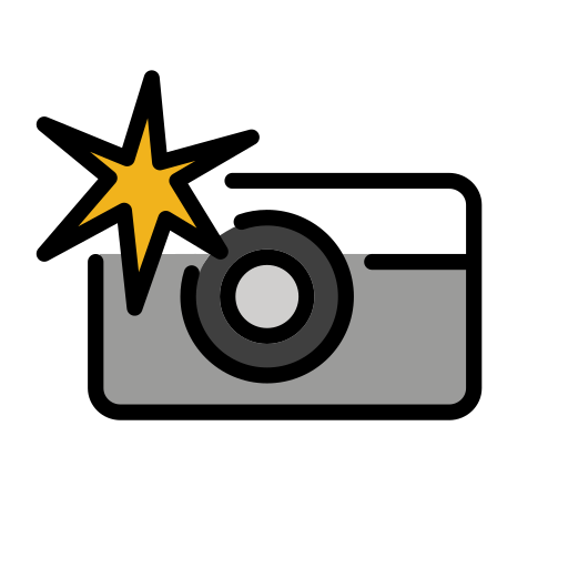 Camera with Flash as drawn by OpenMoji in 15.0