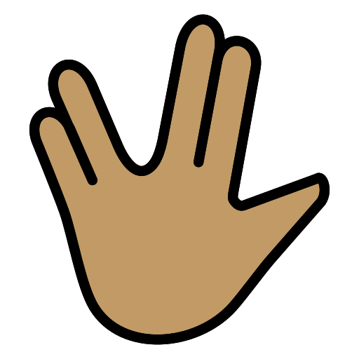 Vulcan Salute: Medium Skin Tone as drawn by OpenMoji in 15.0
