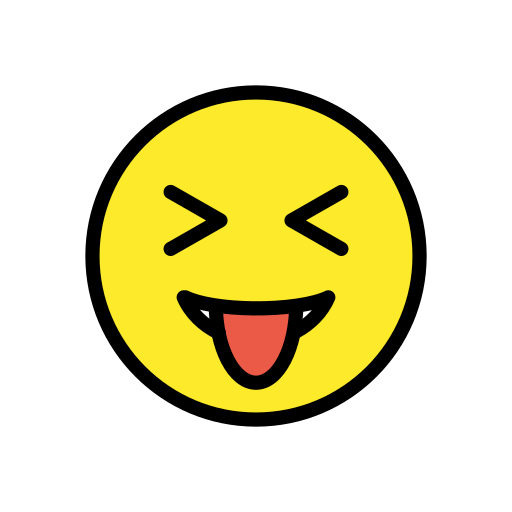 Squinting Face with Tongue as drawn by OpenMoji in 15.0