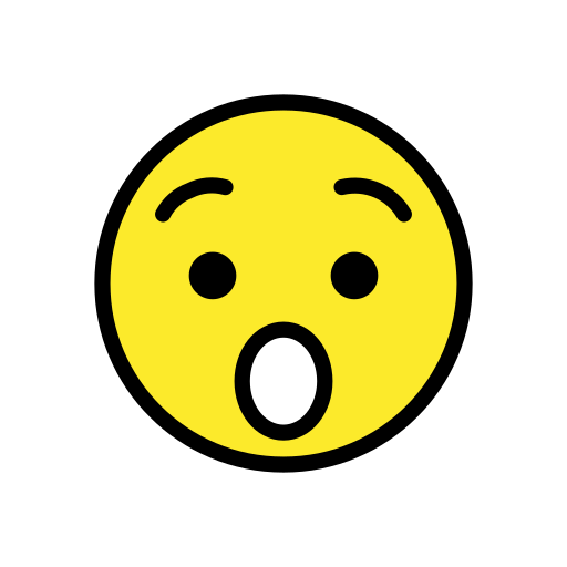 Hushed Face as drawn by OpenMoji in 15.0