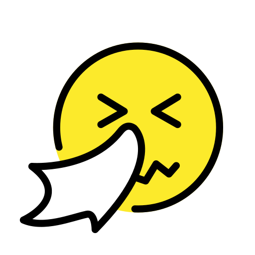 Sneezing Face as drawn by OpenMoji in 15.0