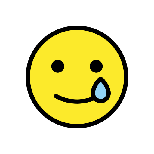 Smiling Face with Tear as drawn by OpenMoji in 15.0