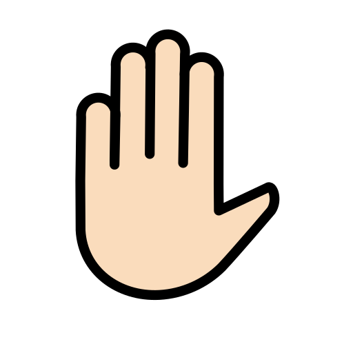 Raised Hand: Light Skin Tone as drawn by OpenMoji in 15.0