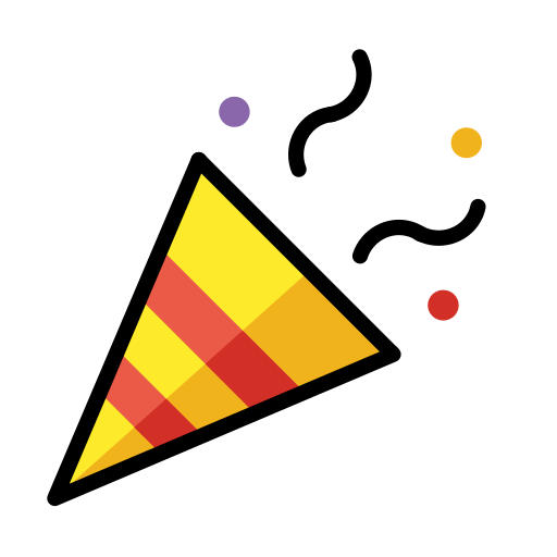 Party Popper as drawn by OpenMoji in 15.1