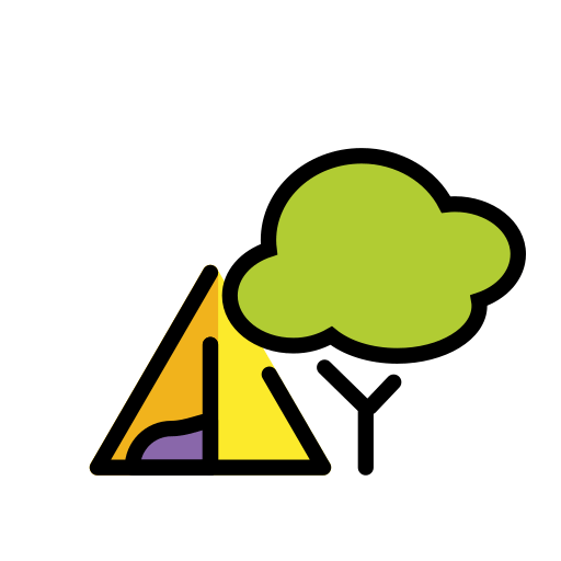 Camping as drawn by OpenMoji in 15.1