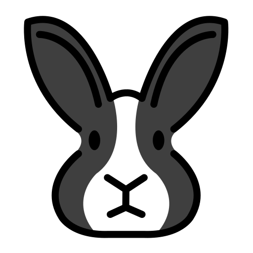 Rabbit Face as drawn by OpenMoji in 15.1