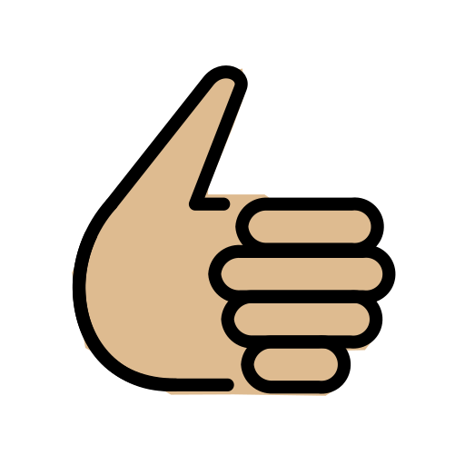 サムズアップ: やや薄い肌色 as drawn by OpenMoji in 15.1
