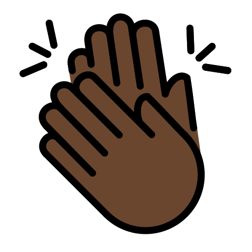 Clapping Hands: Dark Skin Tone as drawn by OpenMoji in 15.1