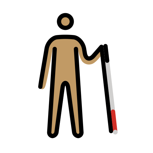 Man with White Cane Facing Right: Medium Skin Tone, the design in this release