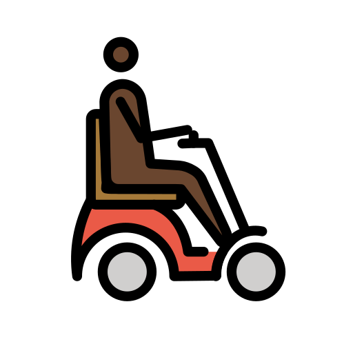Man in Motorized Wheelchair Facing Right: Dark Skin Tone, the design in this release
