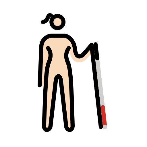Woman with White Cane Facing Right: Light Skin Tone, the design in this release