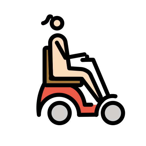 Woman in Motorized Wheelchair Facing Right: Light Skin Tone, the design in this release