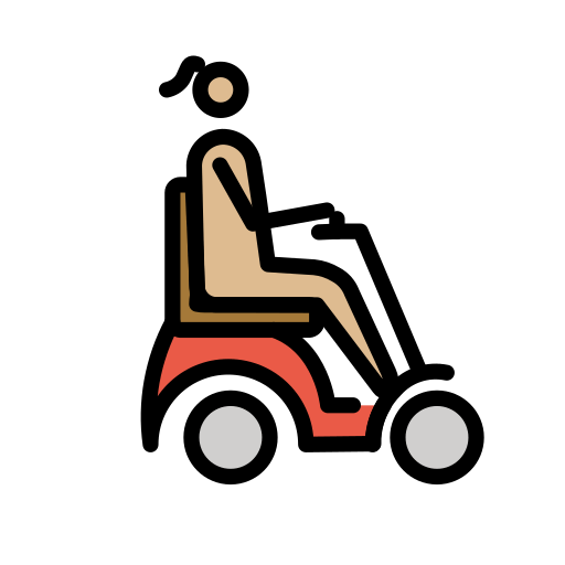 Woman in Motorized Wheelchair Facing Right: Medium-Light Skin Tone, the design in this release