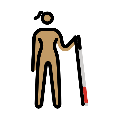 Woman with White Cane Facing Right: Medium Skin Tone, the design in this release