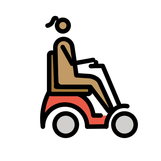 Woman in Motorized Wheelchair Facing Right: Medium Skin Tone, the design in this release