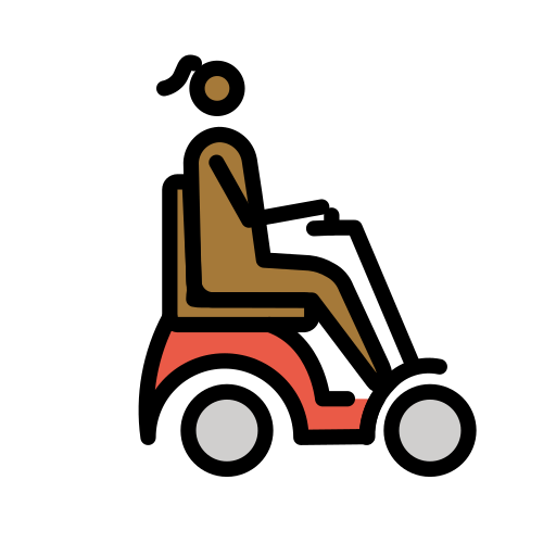 Woman in Motorized Wheelchair Facing Right: Medium-Dark Skin Tone, the design in this release