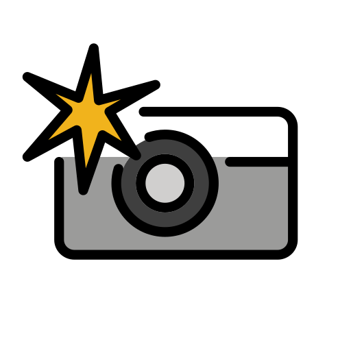 Camera with Flash as drawn by OpenMoji in 15.1